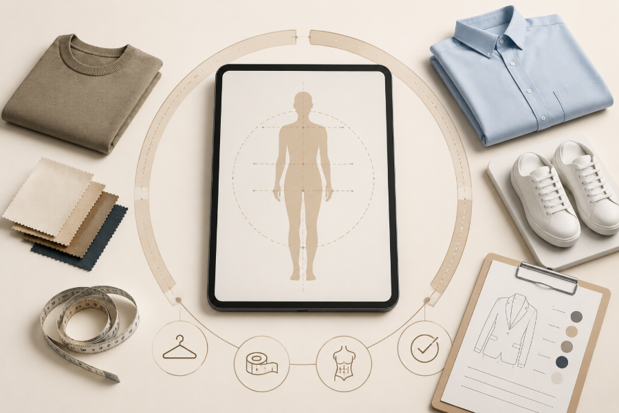 Person preparing for guided body measurements